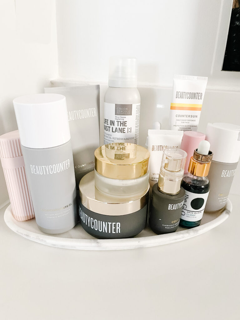 signed samantha is sharing her face routine and there are a number of products pictured which she uses daily.