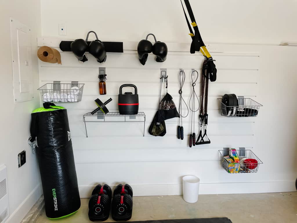 garage storage system for the garage gym.