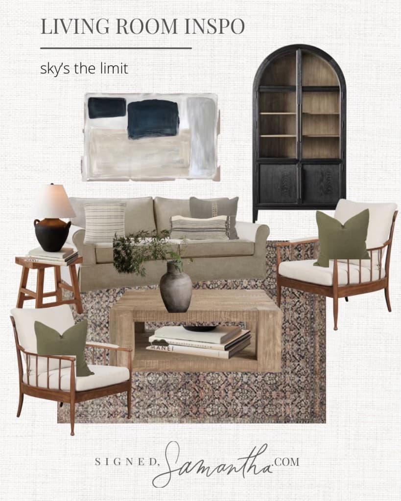 How to decorate a space - a mood board of a decorated room