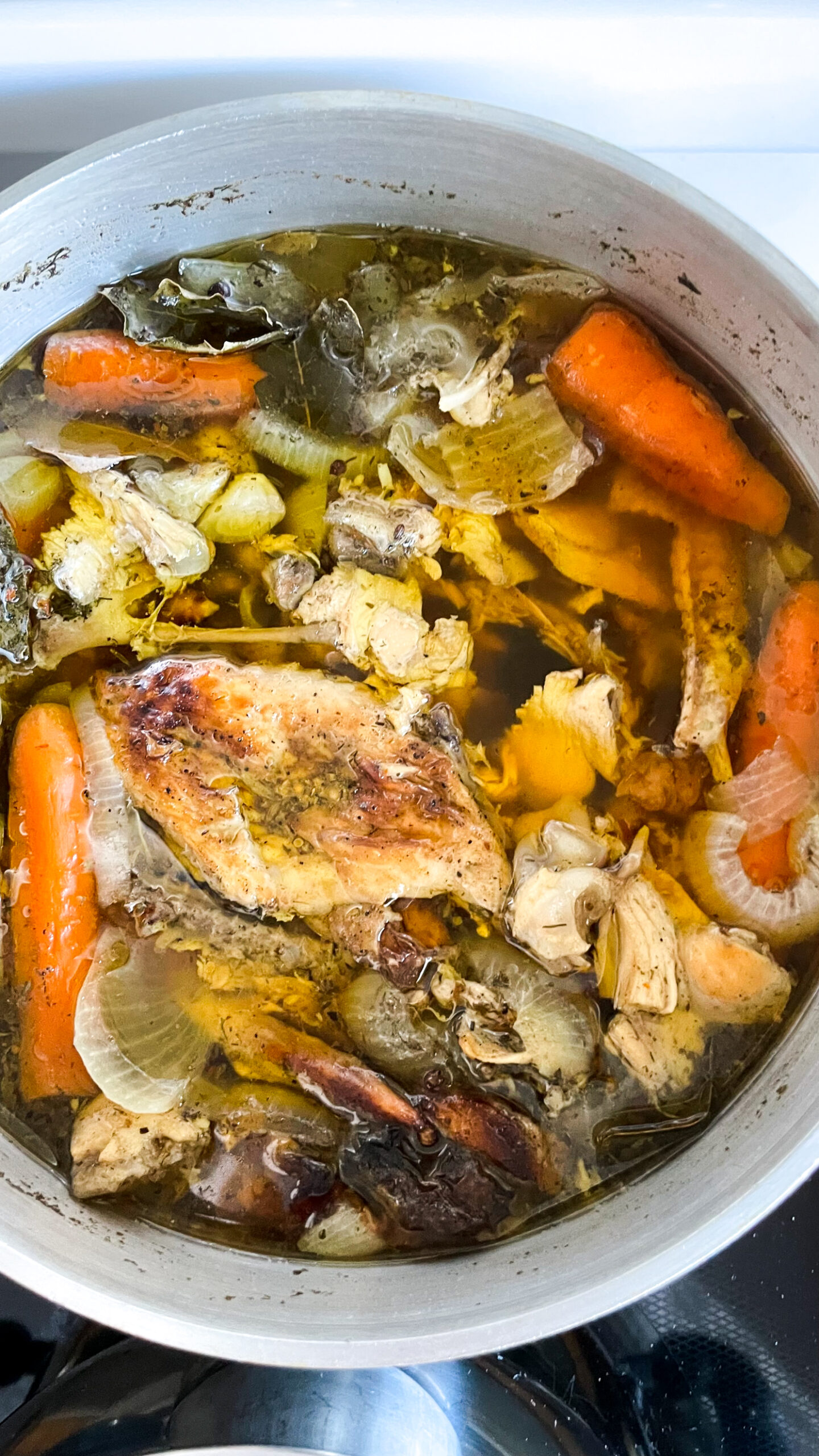 homemade soup simmering in a pot