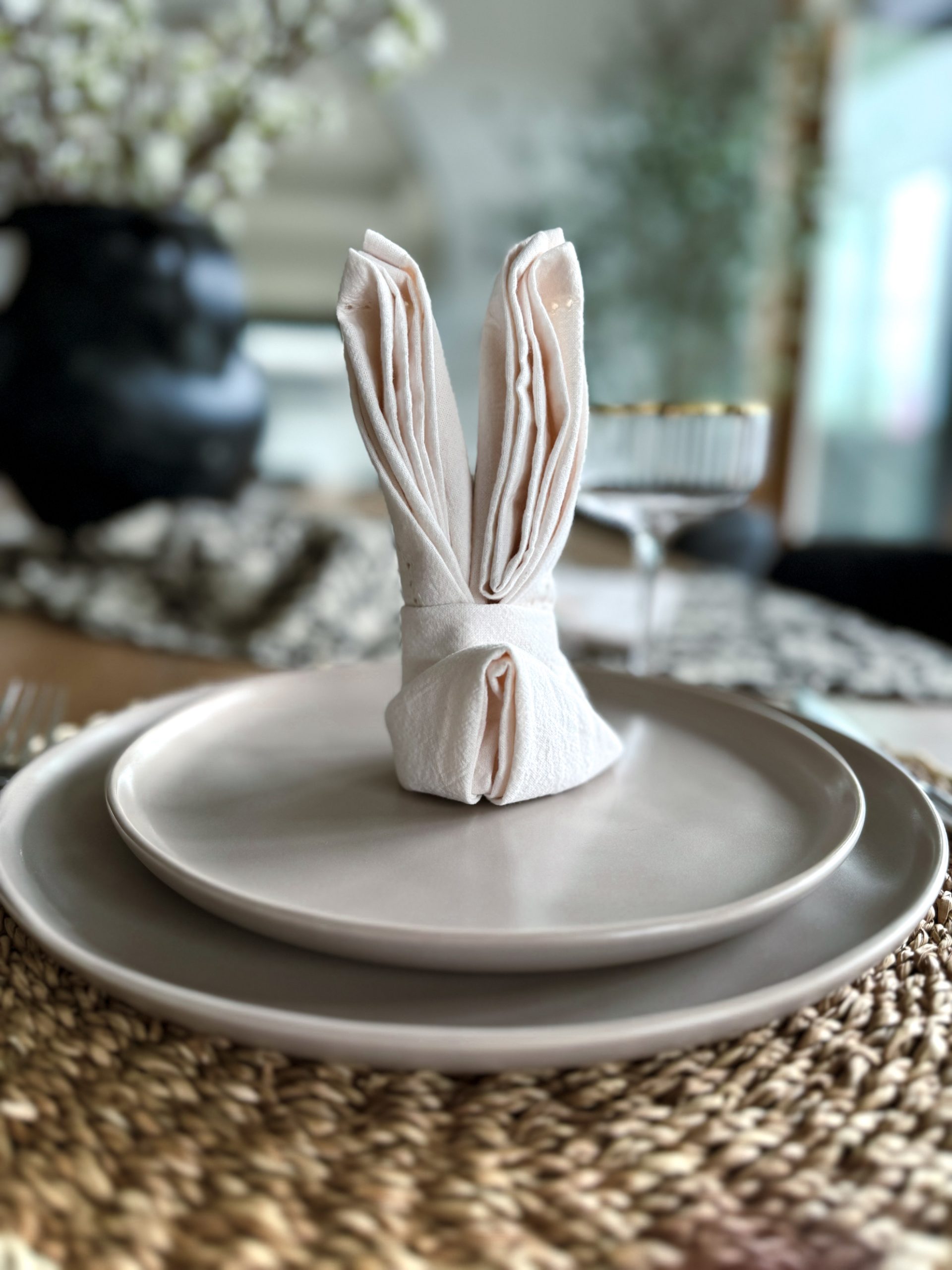 cut bunny ears and tail easter napkin fold